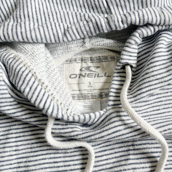 O'Neill Slate & White Striped Hooded Sweatshirt Women Small (S) - Picture 2 of 4